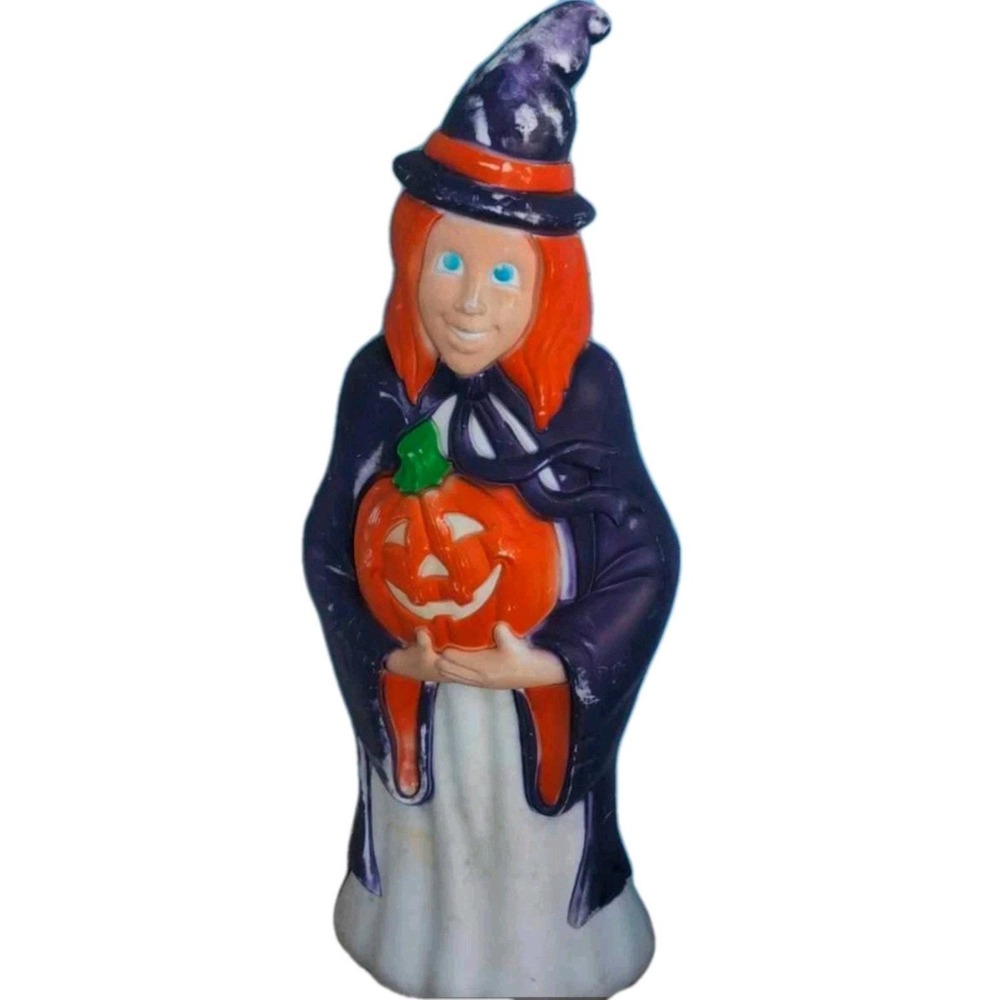 Blow Mold Lighted 1997 Grand Venture Halloween Purple Witch 40" WORKING Vintage!